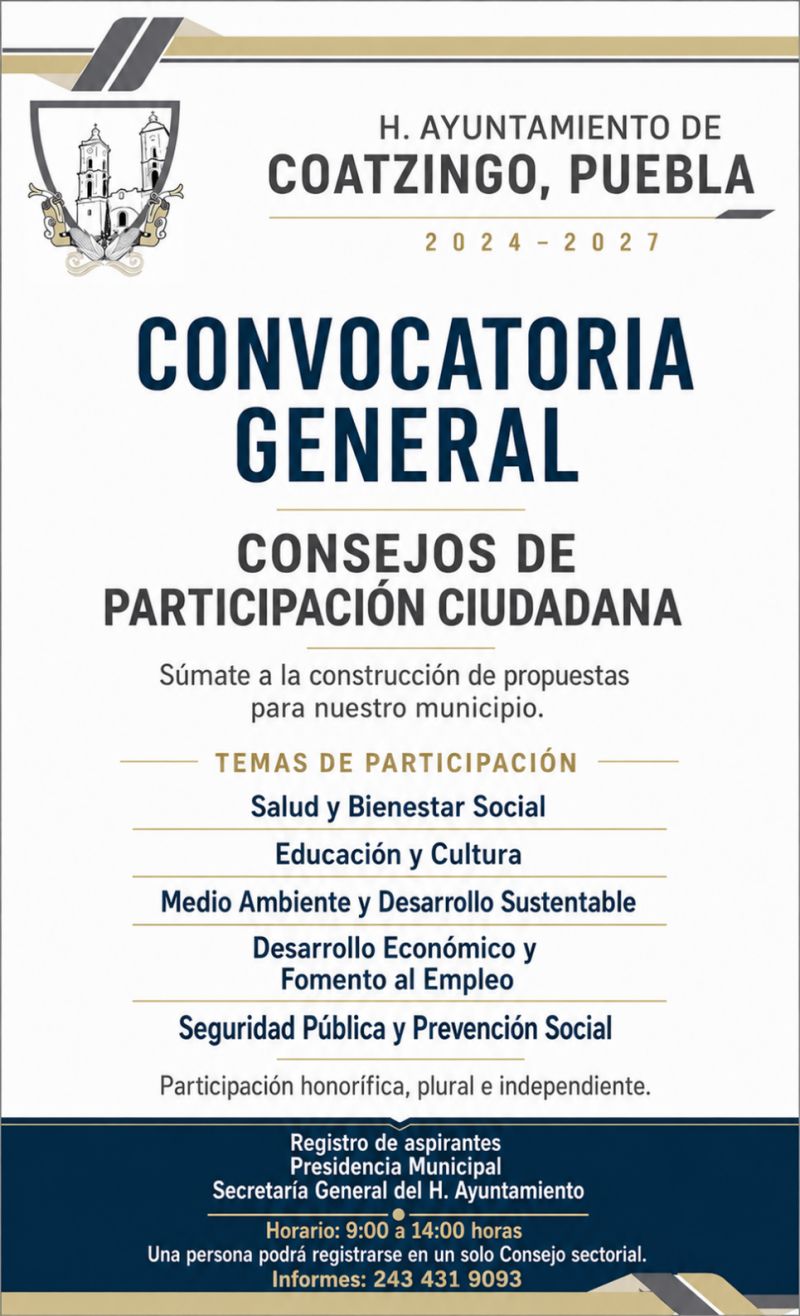 CONVOCATORIA GENERAL - CONSEJOS DE PARTICIPACIÓN CIUDADANA